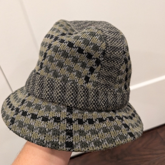 KANGOL Green and Black Checkered Tweed Bucket Hat - Picture 9 of 11